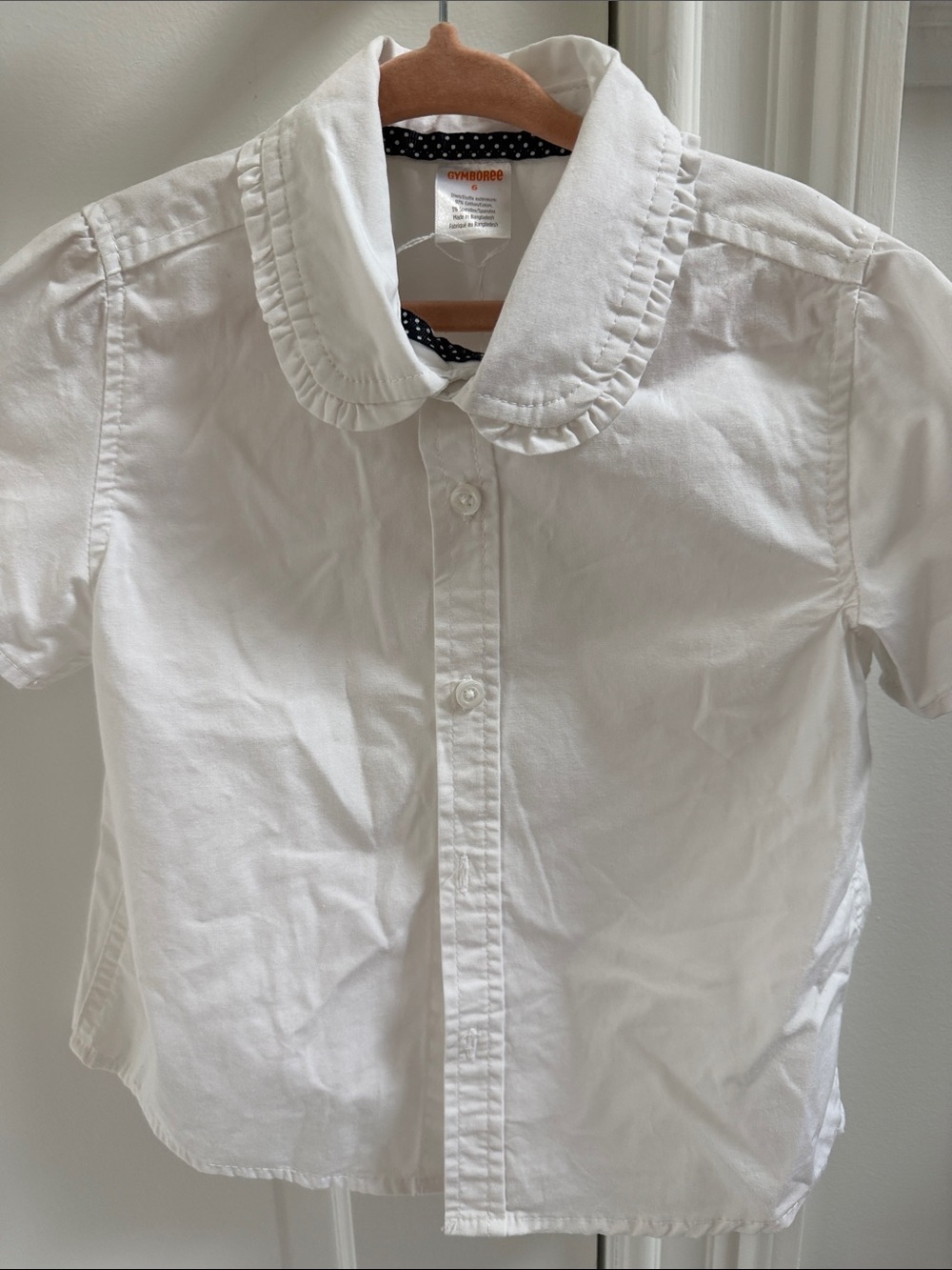 Gymboree White Ruffled Peter Pan Collar Button-Down Shirt